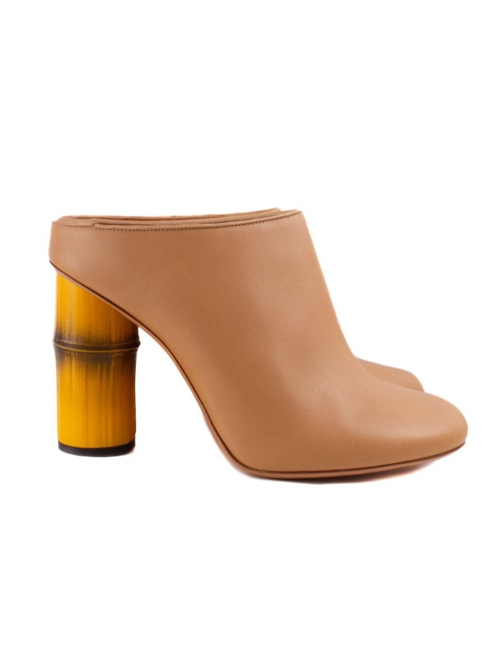 ACNE STUDIOS TAN LEATHER FAUX BAMBOO HEEL MULES SHOES S/S 2015 FLOR